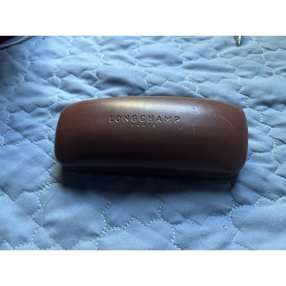 Longchamp Paris Brown Leather Hard Shell Sunglasses Sun Eye Glass Glasses Case